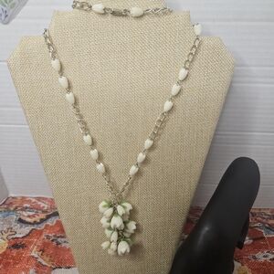 Rare Vintage 1960s Floral Necklace Signed Hong Kong